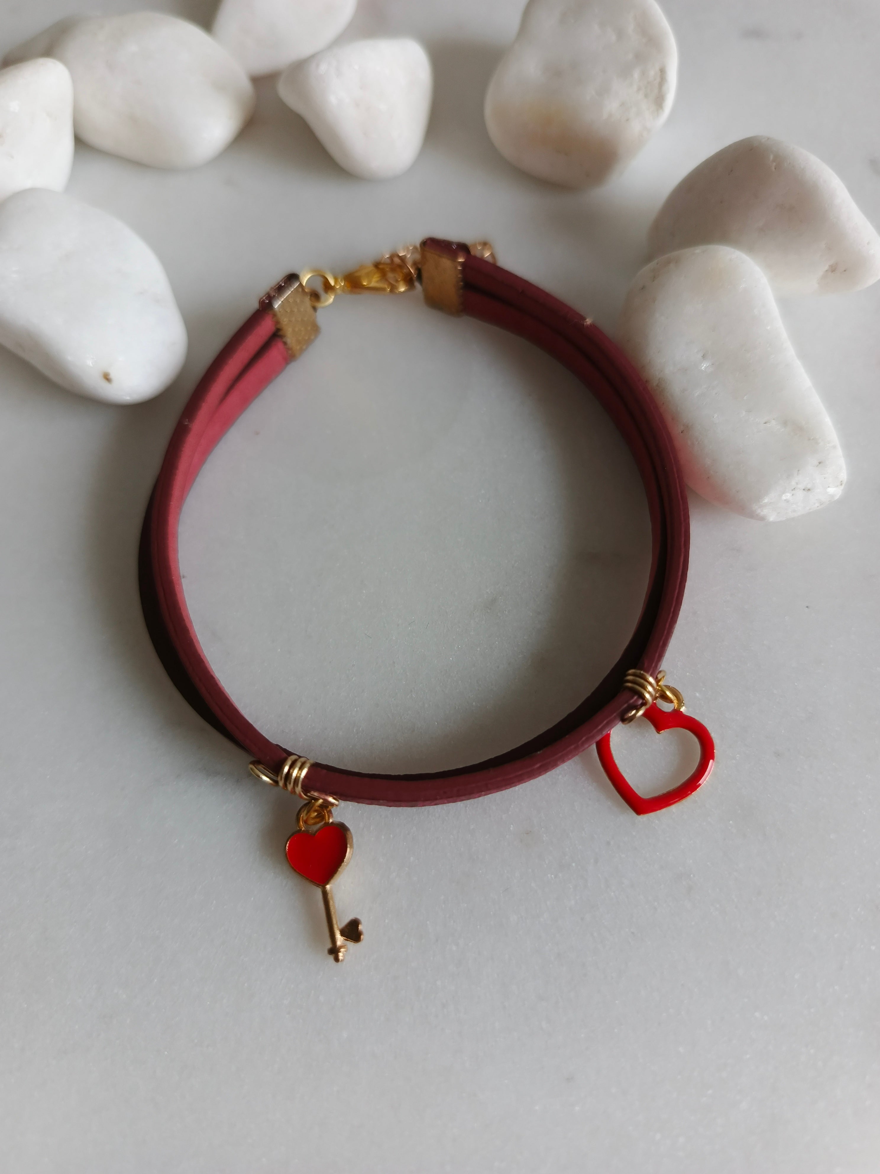 Bransoletka skórzana „Red Heart”
