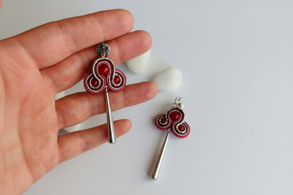 Kolczyki sutasz „Burgundowa Elegancja”