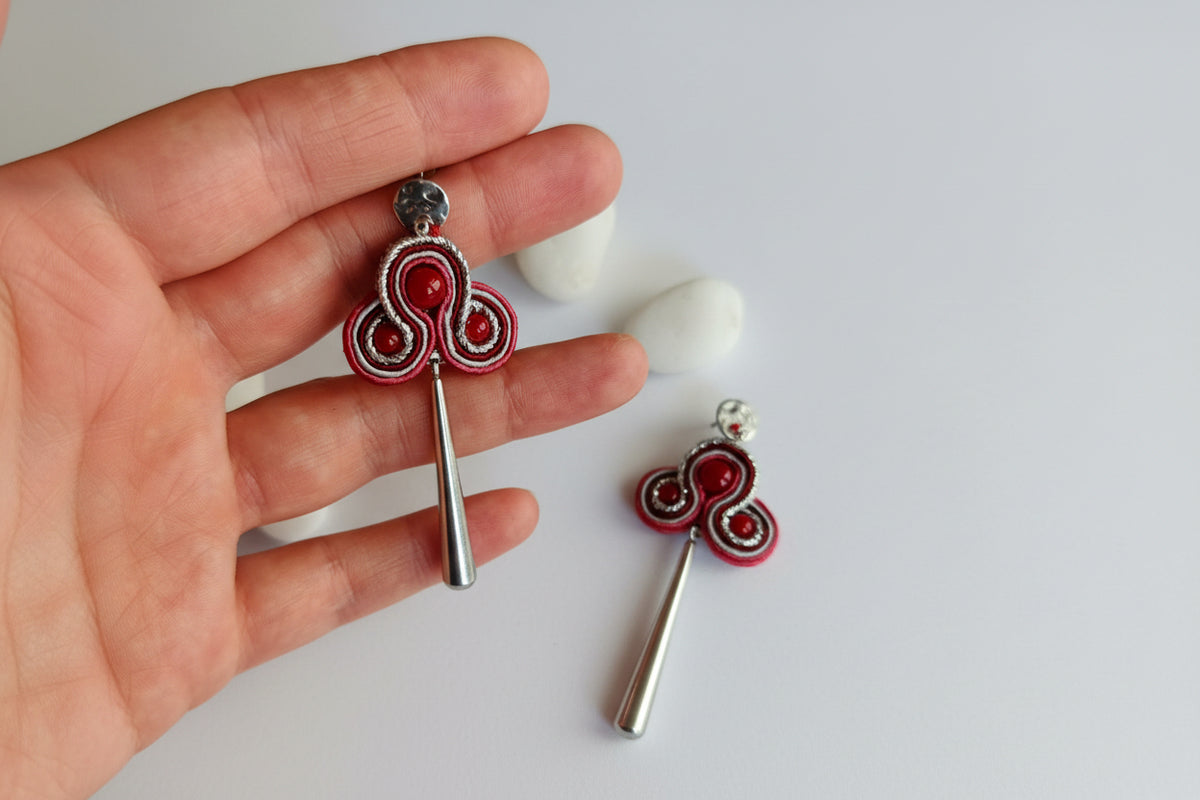 Kolczyki sutasz „Burgundowa Elegancja”