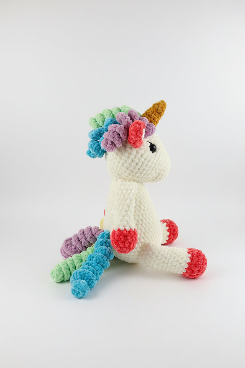 Jednorożec Amigurumi „Rainbow Dream” – ręcznie szydełkowana maskotka