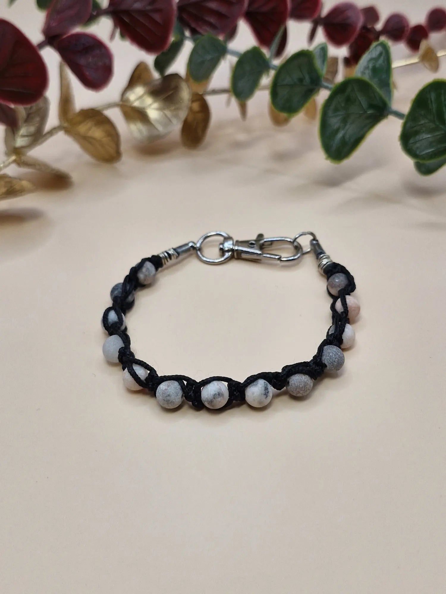 Bransoletka pleciona „Boho Mat” — kamienie naturalne