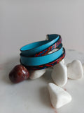 Bransoletka skóra eko wrap „Turquoise Boho”