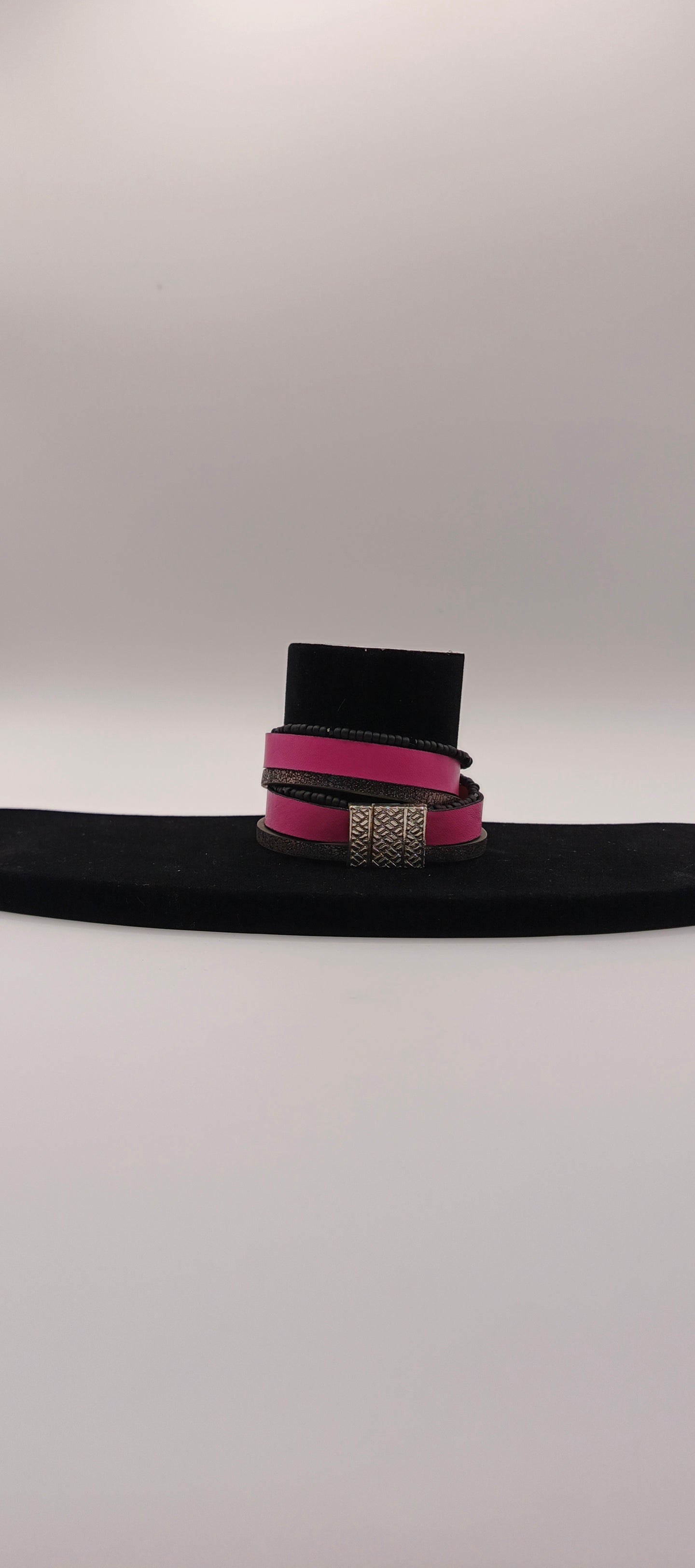 Bransoletka wrap „Fuksja & Czerń”