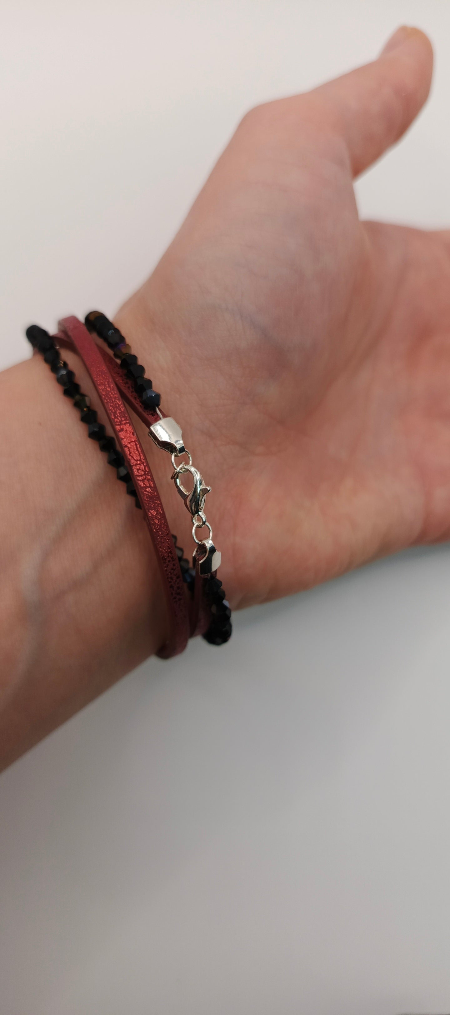 Bransoletka wrap „Burgund & Black”