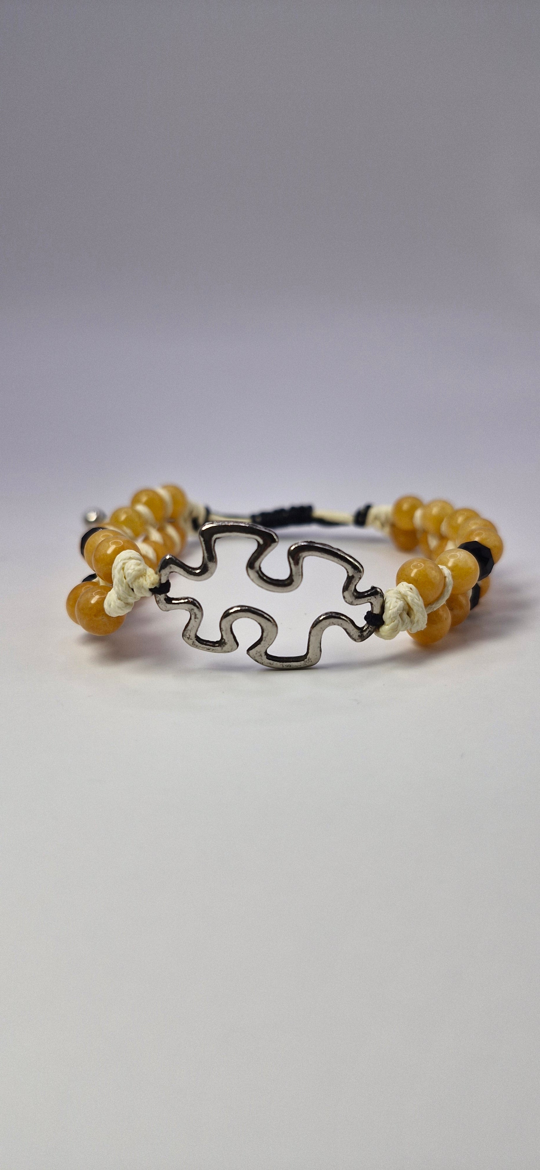 Bransoletka Puzzle – miodowy jadeit & makrama