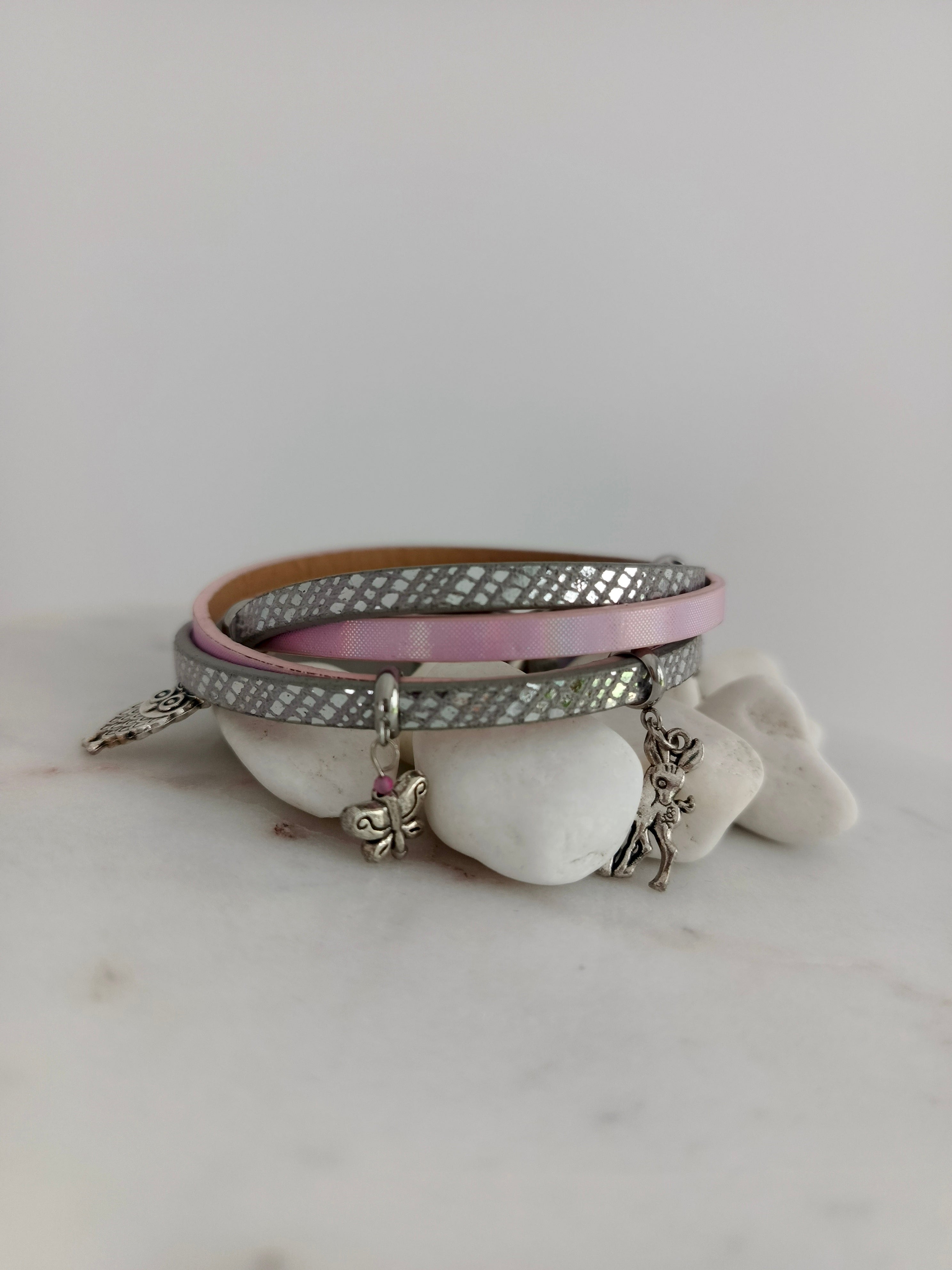 Bransoletka „Silver & Blush Charms”