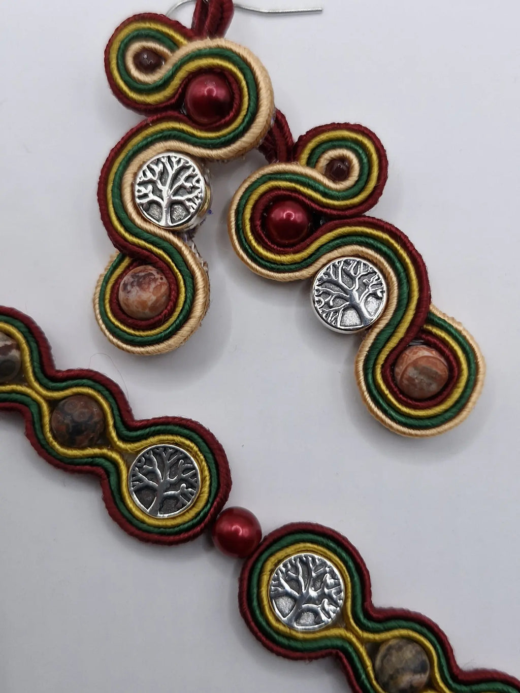 Komplet sutaszowy „Drzewo Życia” — bransoletka i kolczyki