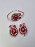 Zestaw sutasz „Malinowa Aura” — kolczyki + bransoletka